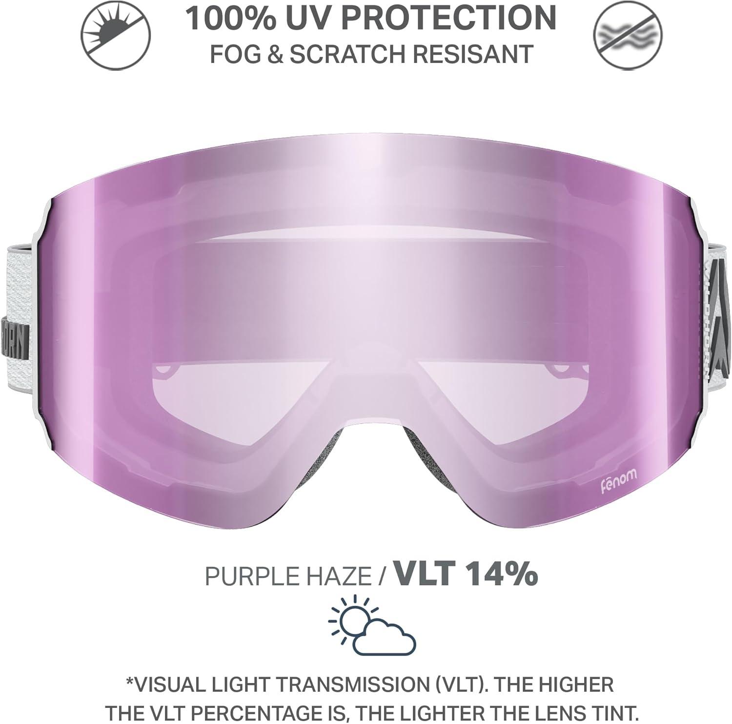 imageWildhorn Maxfield Pro Ski Goggles for Men amp Women Fenom Lens Technology AntiFog Interchangeable Lenses UV400Arcticwhitepurplehaze