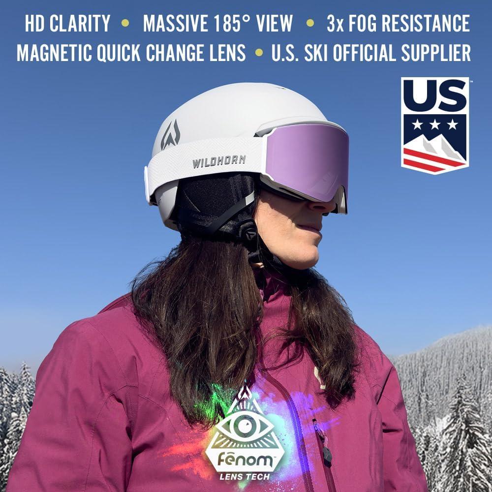 imageWildhorn Maxfield Pro Ski Goggles for Men amp Women Fenom Lens Technology AntiFog Interchangeable Lenses UV400Arcticwhitepurplehaze