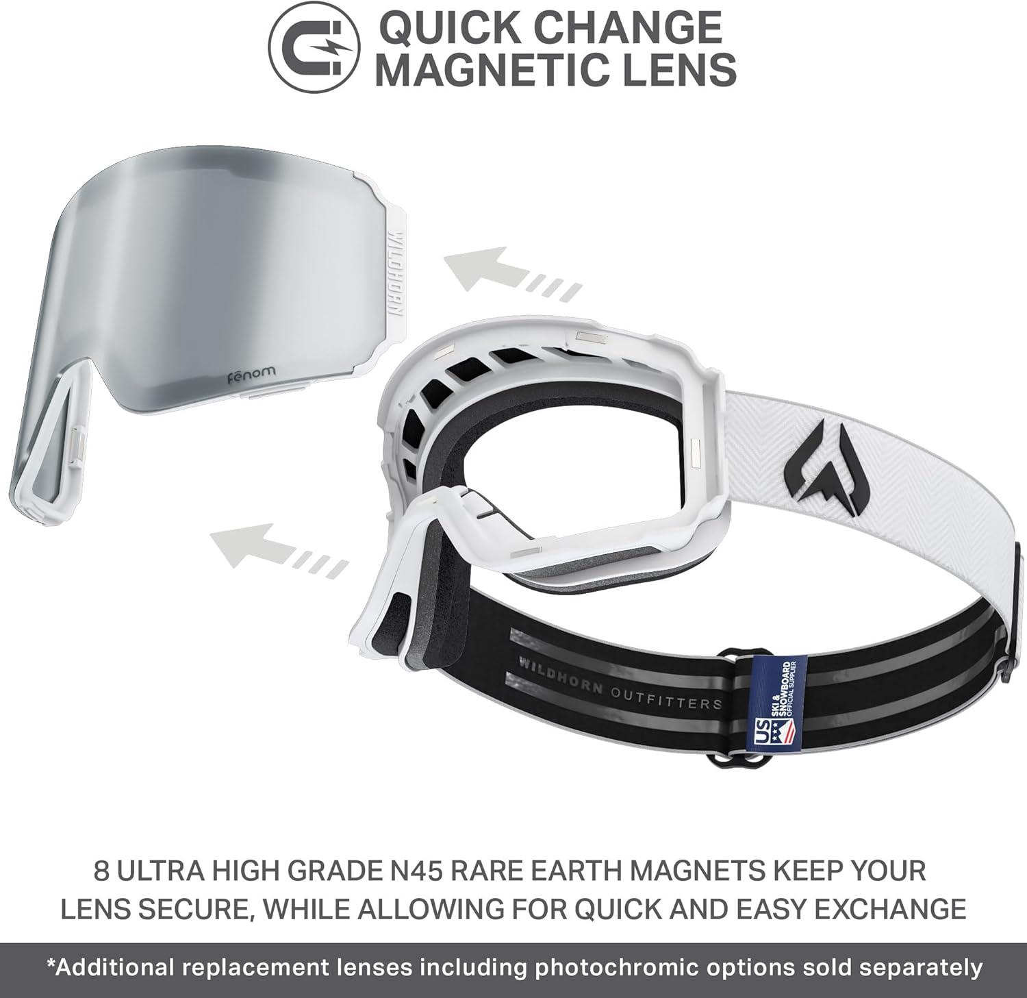 imageWildhorn Maxfield Pro Ski Goggles for Men amp Women Fenom Lens Technology AntiFog Interchangeable Lenses UV400Arcticwhitesilver