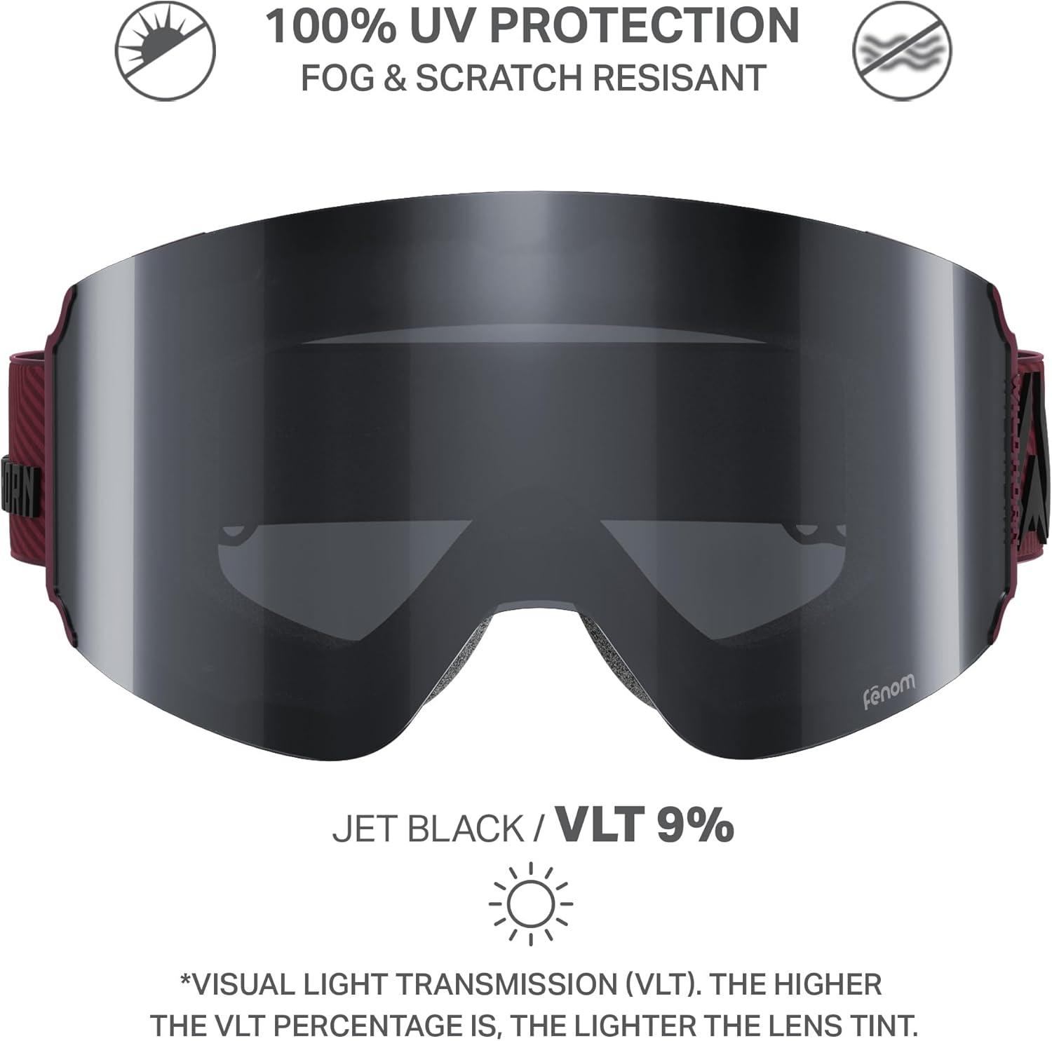 imageWildhorn Maxfield Pro Ski Goggles for Men amp Women Fenom Lens Technology AntiFog Interchangeable Lenses UV400Cordovajetblack