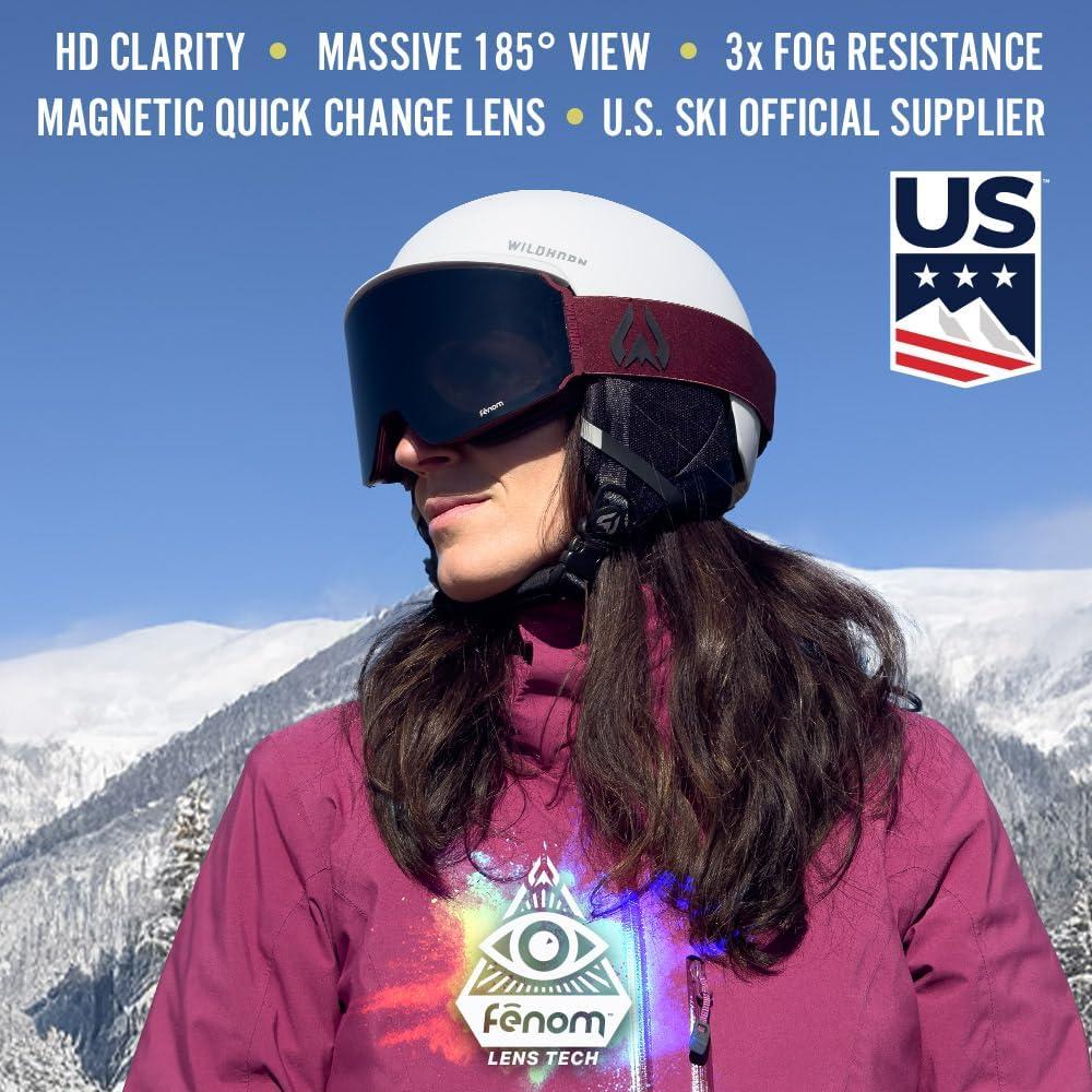 imageWildhorn Maxfield Pro Ski Goggles for Men amp Women Fenom Lens Technology AntiFog Interchangeable Lenses UV400Cordovajetblack